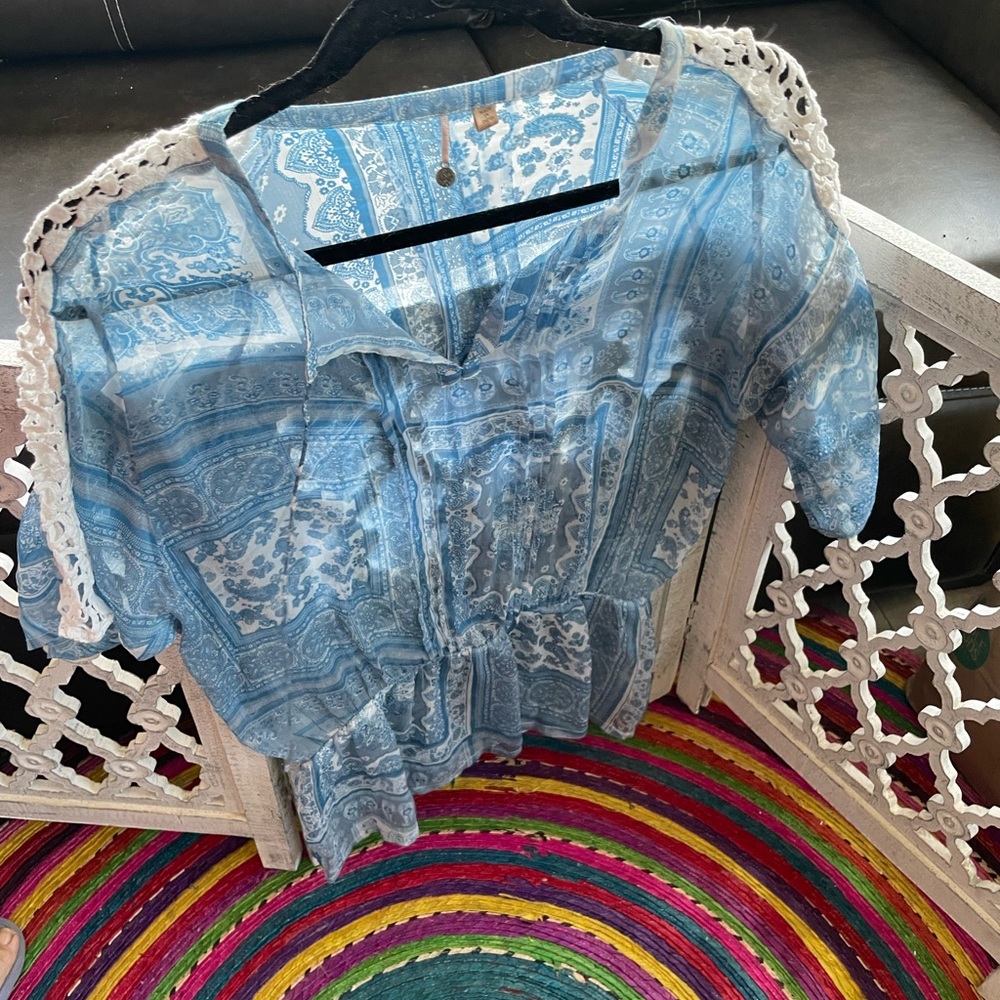 Flowy Blue Sheery Shirt